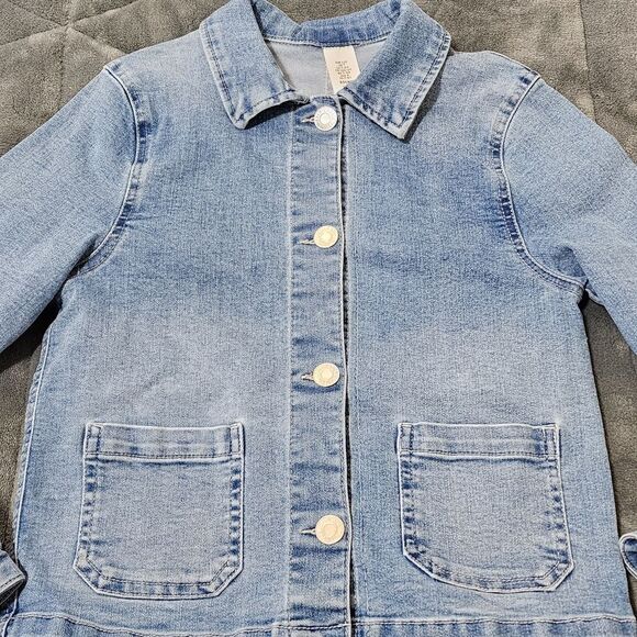 H&M Girls Stretch Blue Jean Denim Jacket Size 7-8 NEW without Tags - Picture 6 of 7